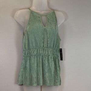 Ava james Woman Green pleated halter neck blouse NWT Size S